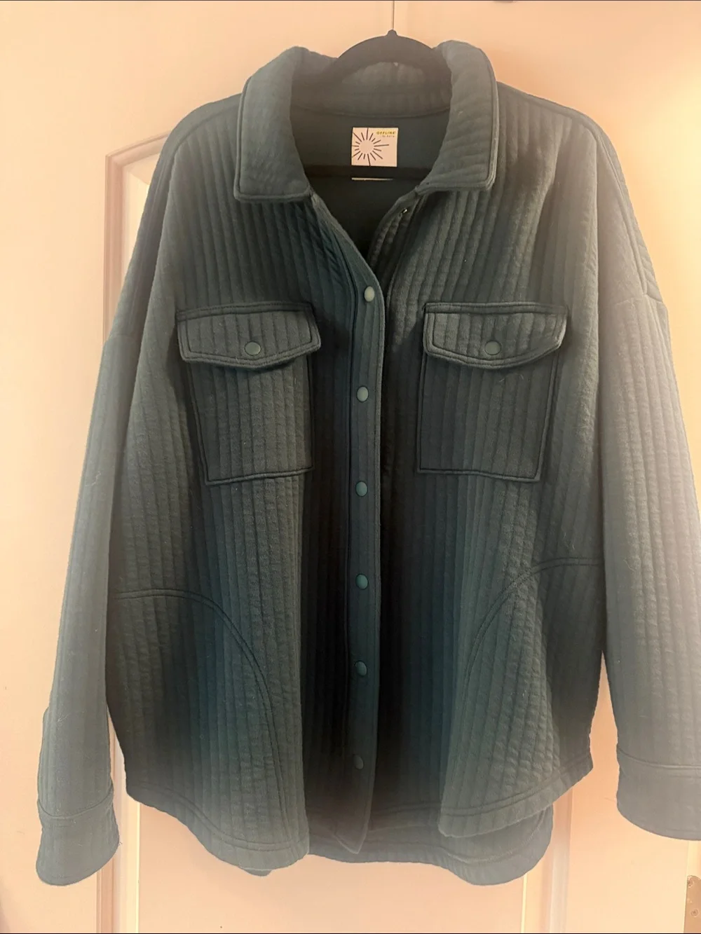 aerie OFFLINE Quilted Shacket in Deep Teal